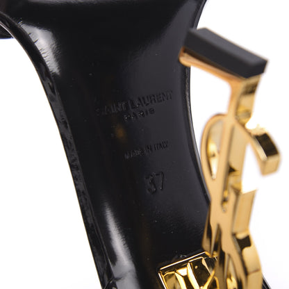 Saint Laurent Patent Calfskin Opyum 110 Sandals 37 Black Gold 8 of 8
