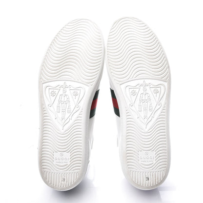 Gucci Calfskin Web Floral Embroidered Womens Ace Sneakers 39 White 6 of 11