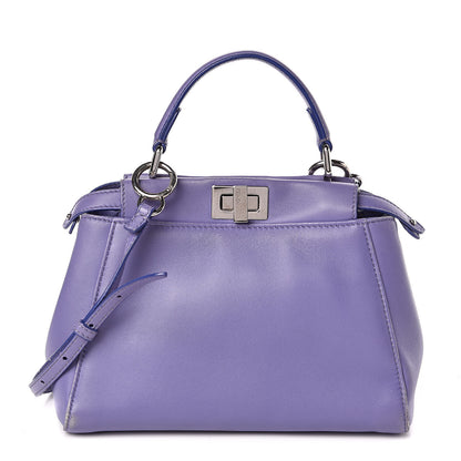 Fendi Nappa Mini Peekaboo Iconic Satchel Viola Cassis 1 of 12