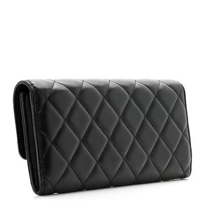 Chanel Lambskin Quilted Large Gusset Flap Wallet Black 3 of 15