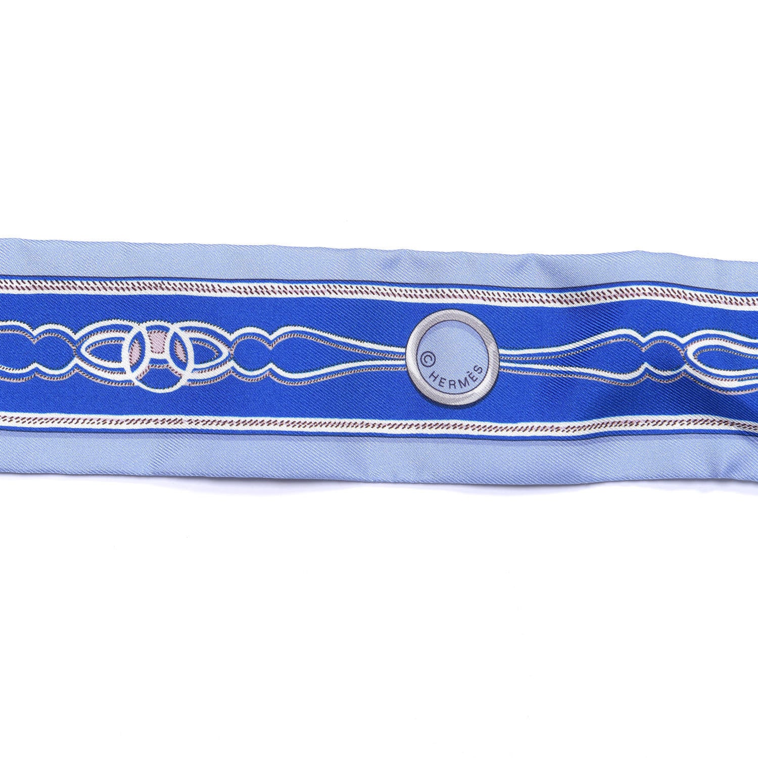 Hermes Silk Maillons Twilly Ciel Bleu Roy Beige 4 of 4
