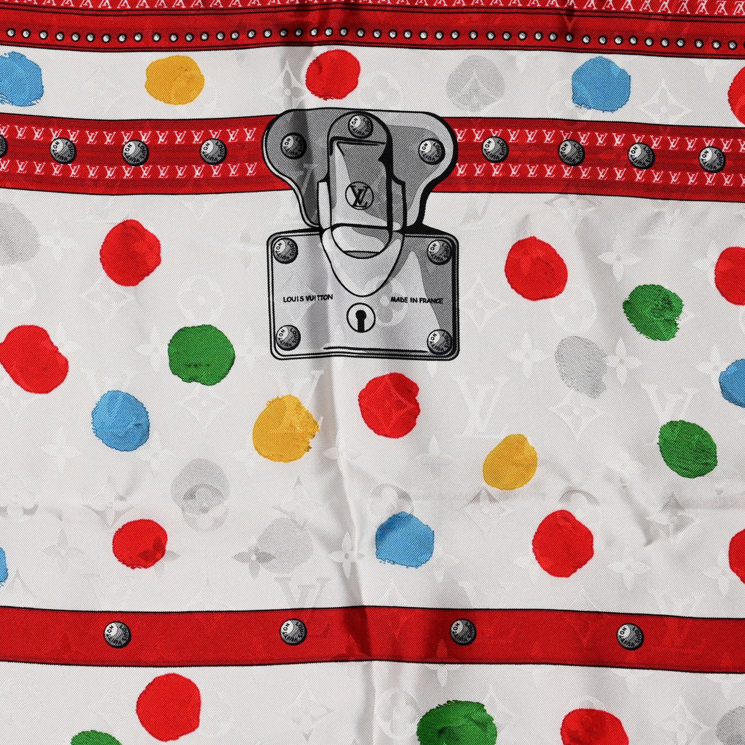 Louis Vuitton LV X YK Silk Monogram Dots Scarf 90 White 3 of 4