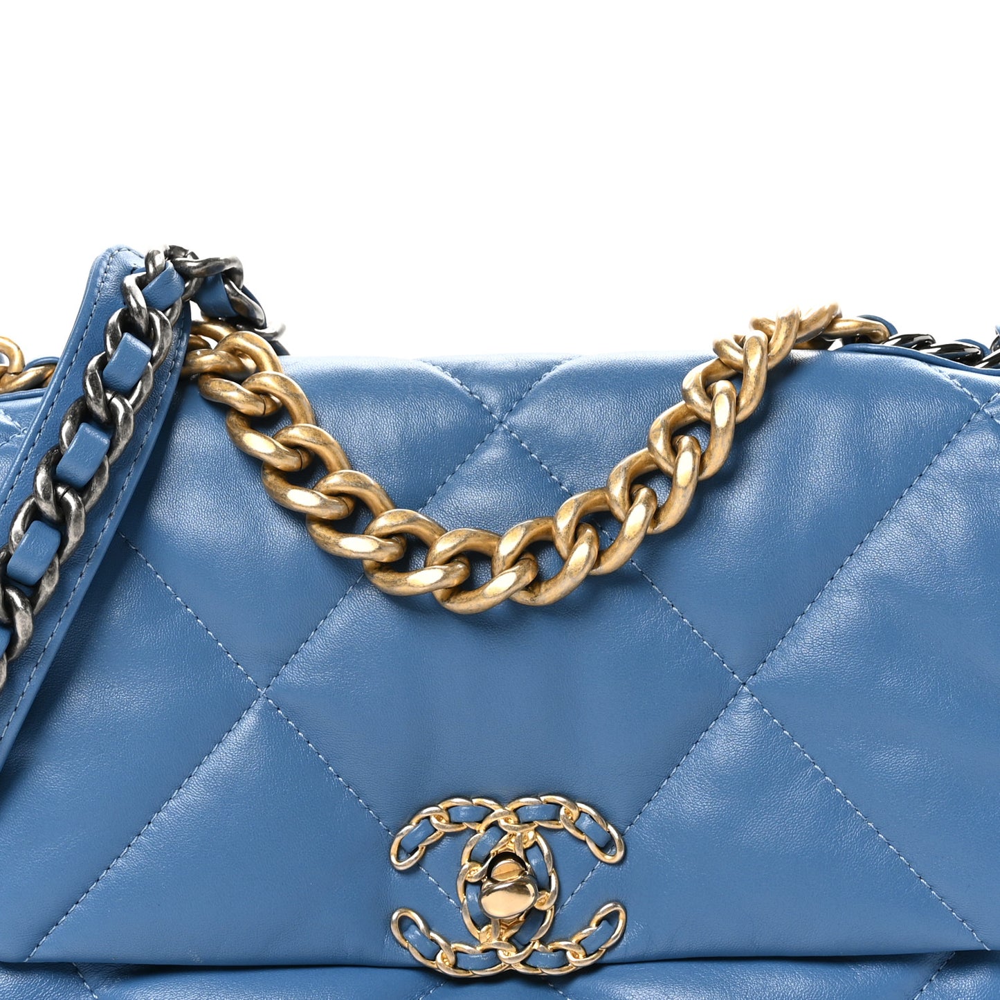 Lambskin Quilted Medium Chanel 19 Flap Blue