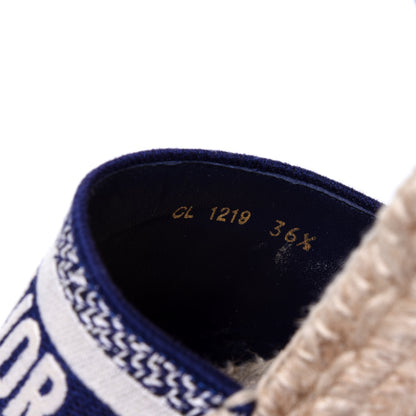 Christian Dior Canvas Embroidered Granville Ankle Tie Espadrille Wedges 36.5 Indigo Blue 15 of 15