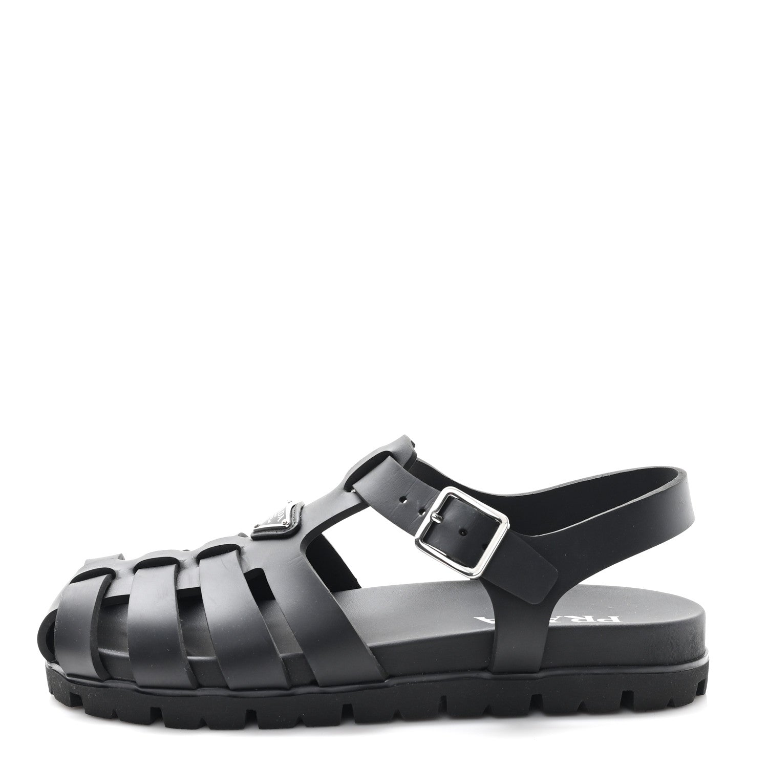 Prada Foam Rubber Triangle 50mm Cage Sandals 40 Black 1 of 10