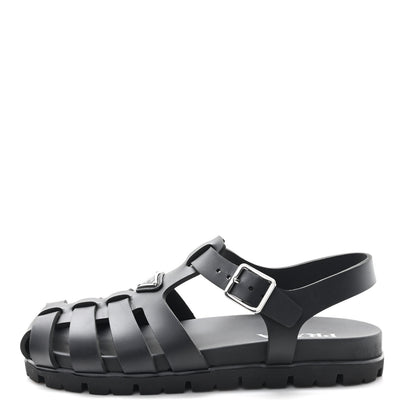 Prada Foam Rubber Triangle 50mm Cage Sandals 40 Black 1 of 10