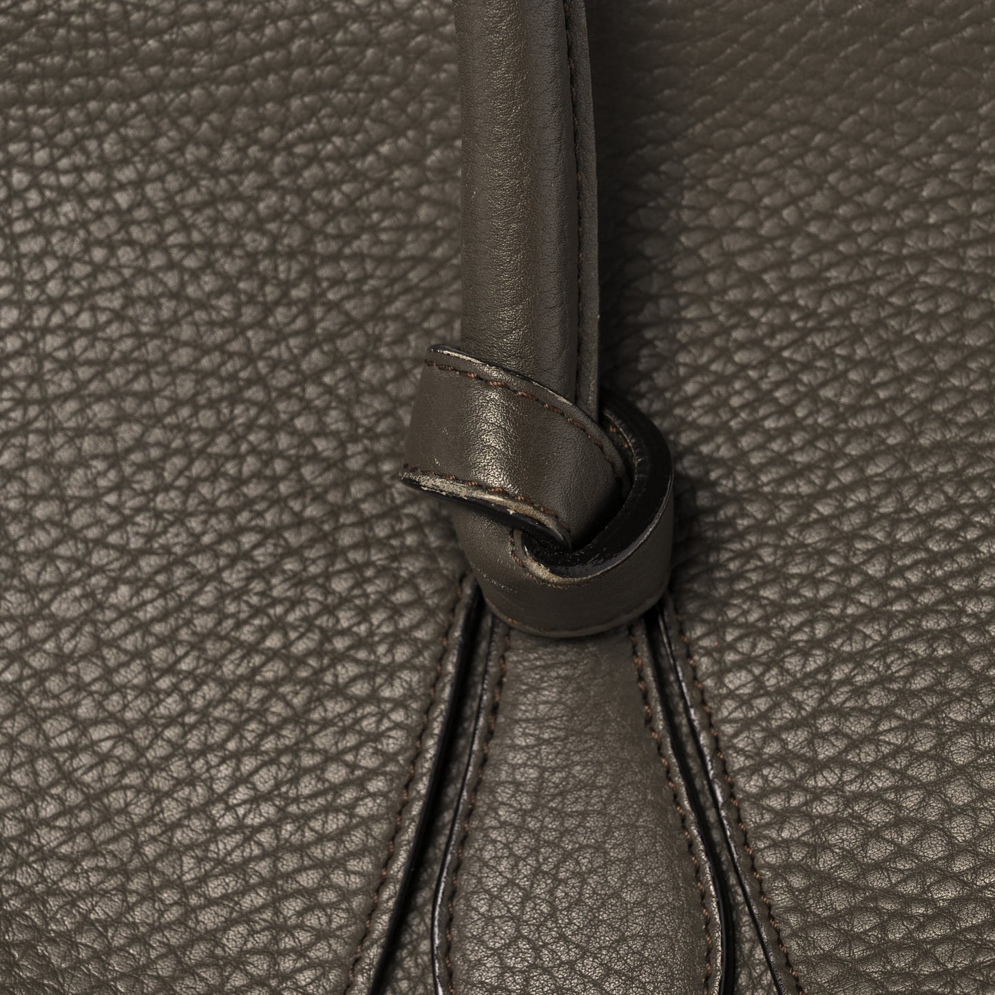 Crisped Calfskin Small Tie Knot Tote Dark Khaki