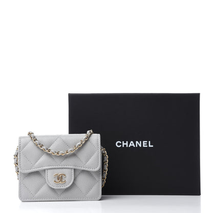Chanel Caviar Quilted Flap Card Holder On Chain Grey 12 of 12