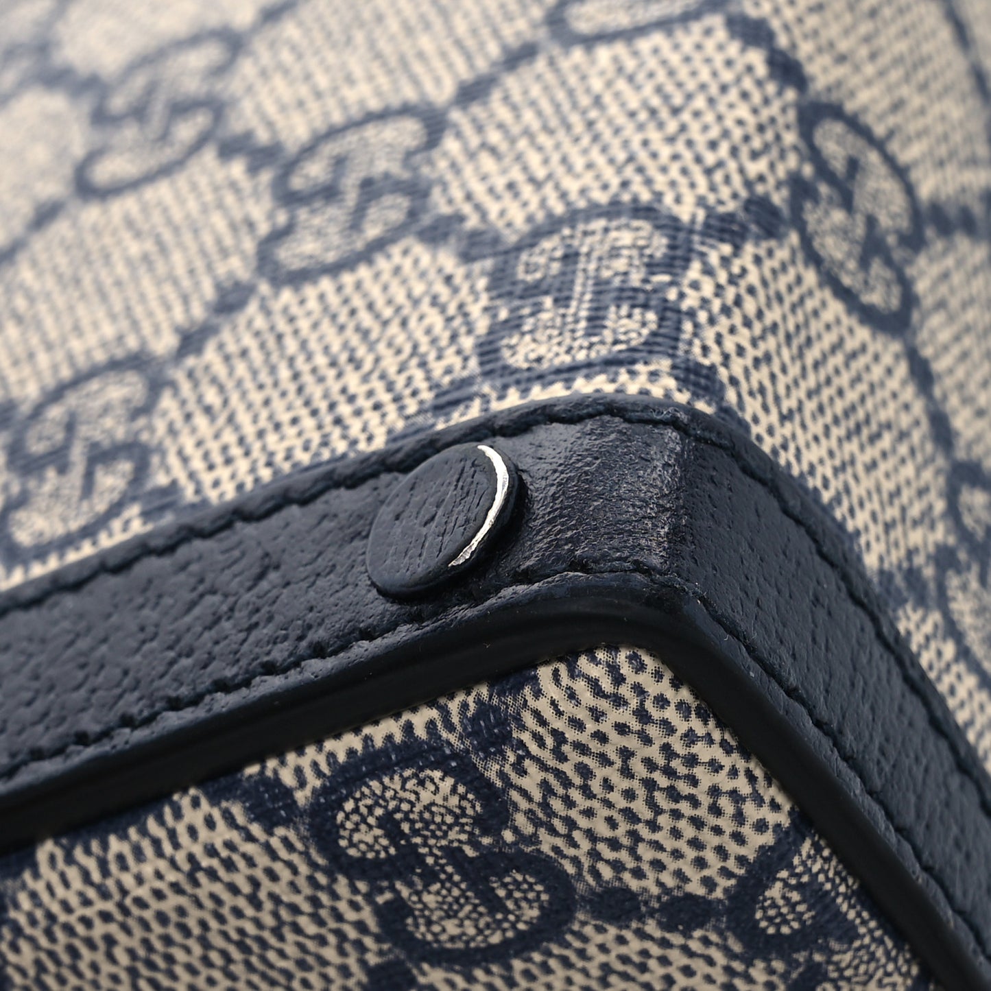GG Supreme Monogram Textured Dollar Calfskin Mini Horsebit 1955 Crossbody Bag Beige Blue