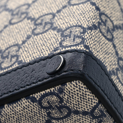 Gucci GG Supreme Monogram Textured Dollar Calfskin Mini Horsebit 1955 Crossbody Bag Beige Blue 13 of 14