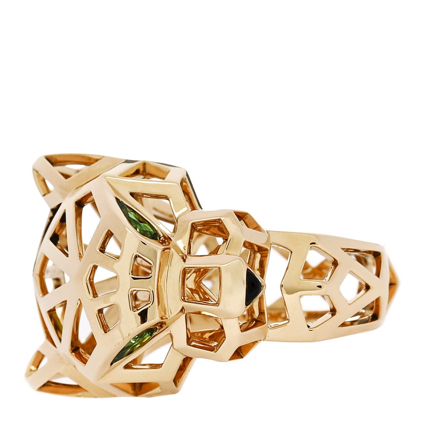 18K Yellow Gold Tsavorite Onyx Panthere De Cartier Ring 59 8.75