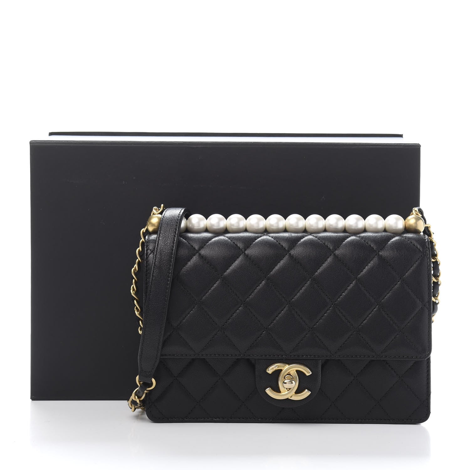 Chanel Lambskin Quilted Small Chic Pearls Flap Black 12 of 12