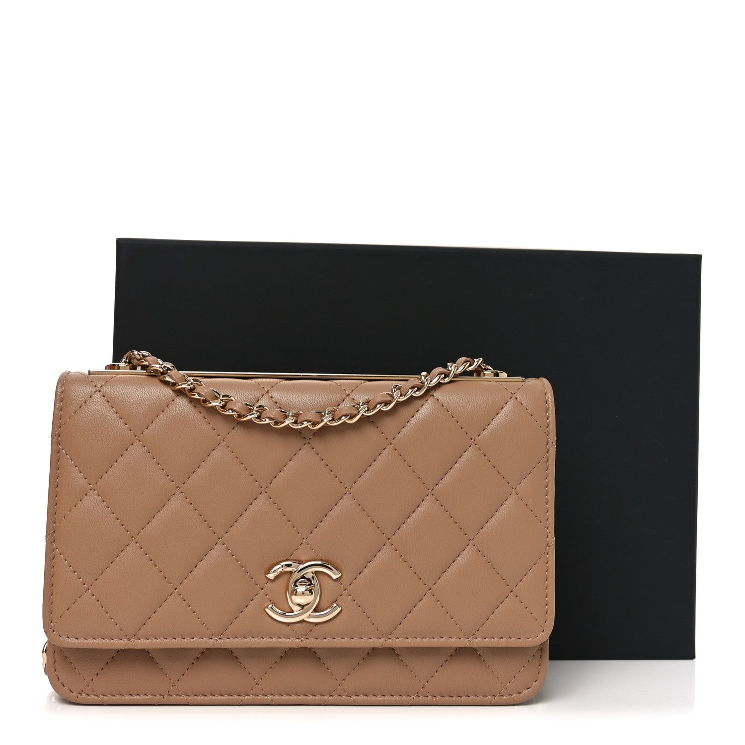 Chanel Lambskin Quilted Trendy CC Wallet On Chain WOC Beige 12 of 12
