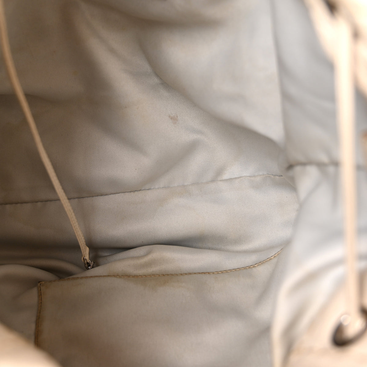 Glazed Calfskin On The Road Drawstring Tote Ivory