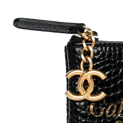 Chanel Calfskin Crocodile Embossed Cocodile Cosmetic Case Black Gold 13 of 13