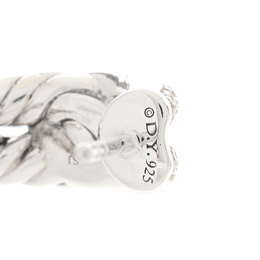 DAVID YURMAN Sterling Silver Diamond Labyrinth Hoop Earrings