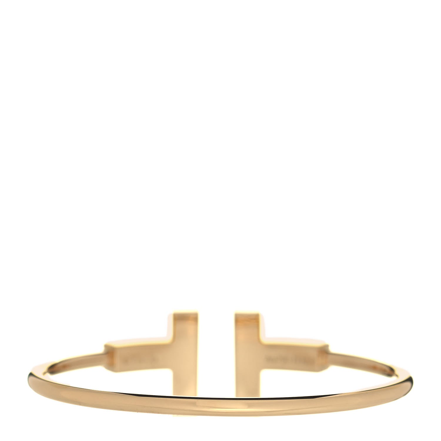 Tiffany 18K Yellow Gold Mother of Pearl Wide T Wire Bracelet 3 of 4