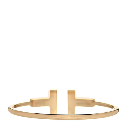 Tiffany 18K Yellow Gold Mother of Pearl Wide T Wire Bracelet 3 of 4