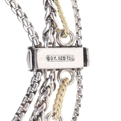 David Yurman Sterling Silver 18K Yellow Gold Four Row Mixed Chain Necklace 5 of 6