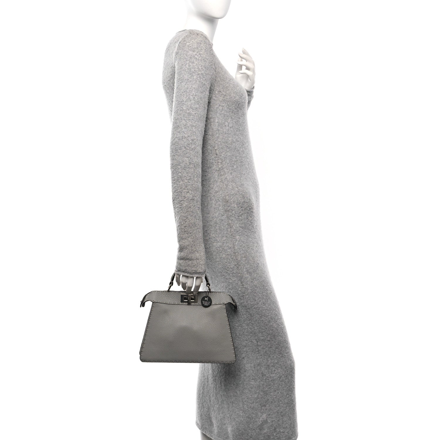 Fendi Cuoio Romano Selleria Bi-Color Small Peekaboo I SEE U Satchel Ghiaccio Asfalto 2 of 9