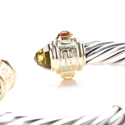 David Yurman Sterling Silver 14K Yellow Gold Peridot Citrine 10mm Cable Renaissance Bracelet 4 of 5