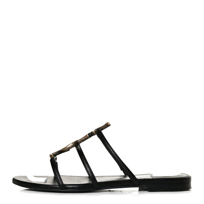 Saint Laurent Calfskin Monogram Sandals 36 Black 1 of 11