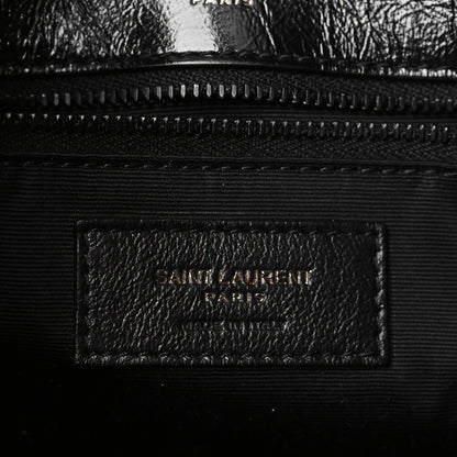 Saint Laurent Crinkled Calfskin Matelasse Monogram Medium Niki Chain Satchel Black 6 of 9