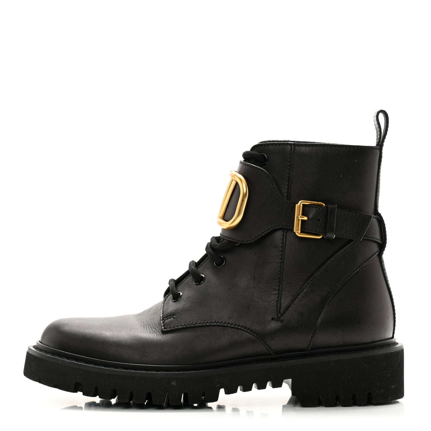 Calfskin Womens VLOGO 35mm Combat Boots 38 Black