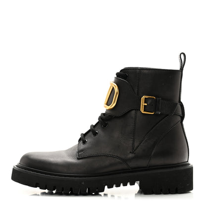 Valentino Garavani Calfskin Womens VLOGO 35mm Combat Boots 38 Black 1 of 12