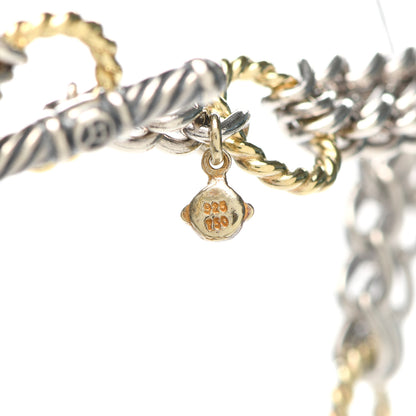 David Yurman Silver Sterling 18k Yellow Gold 3-Row Cable Circle Necklace 5 of 5