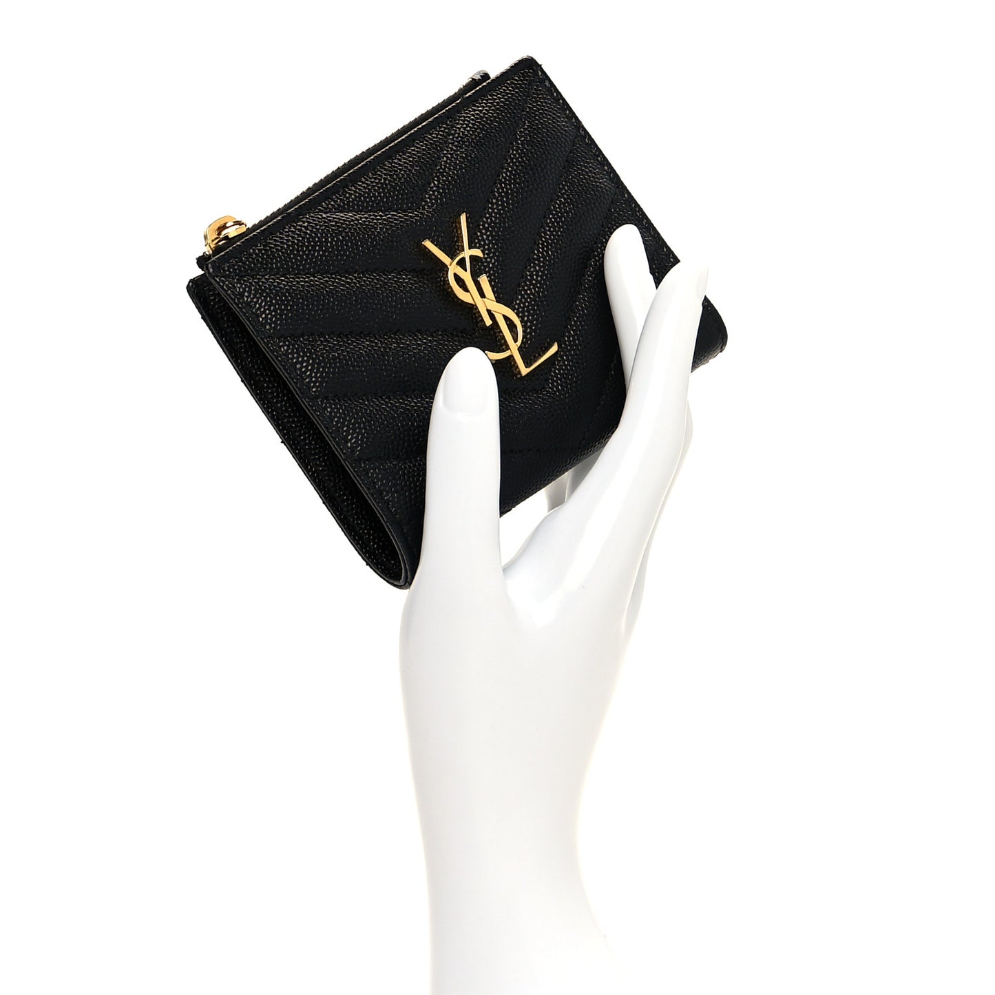Grain De Poudre Matelasse Chevron Monogram Zipped Card Case Black