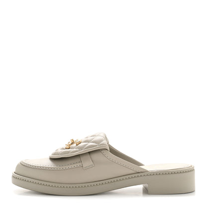 Chanel Lambskin Quilted CC Turnlock Mules 39 Light Grey 1 of 10