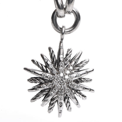 David Yurman Sterling Silver Diamond 20mm Starburst Charm Bracelet 4 of 6