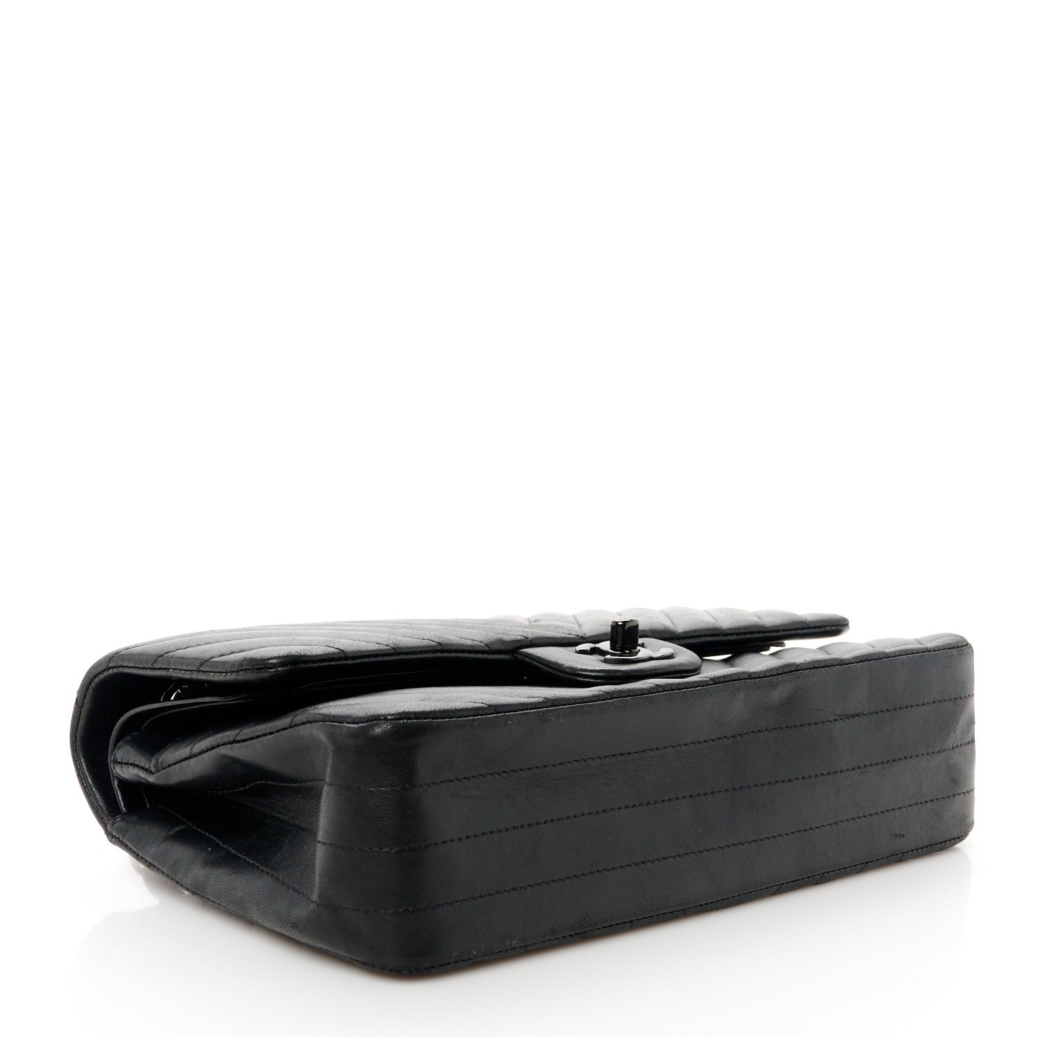 Chanel Lambskin Chevron Quilted Medium Double Flap So Black 4 of 11