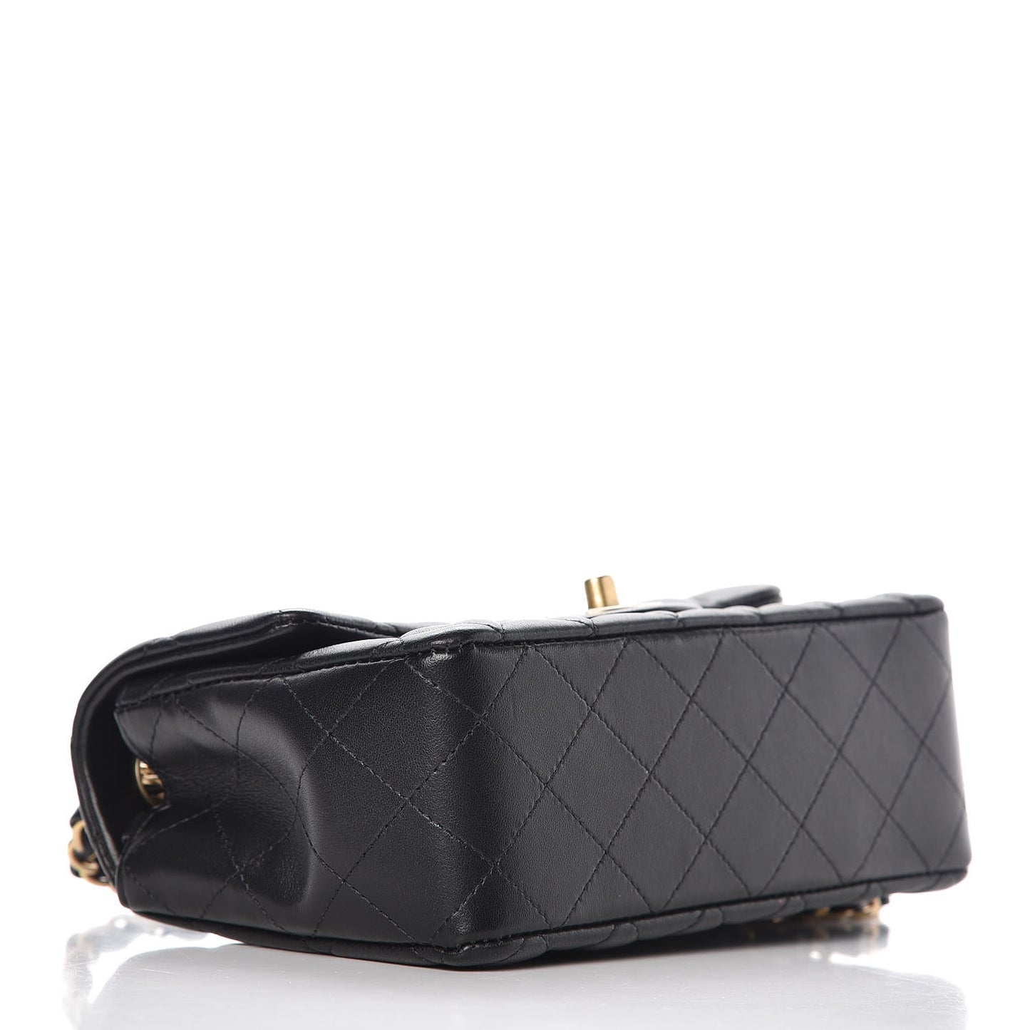 Lambskin Quilted Mini Rectangular Flap Black