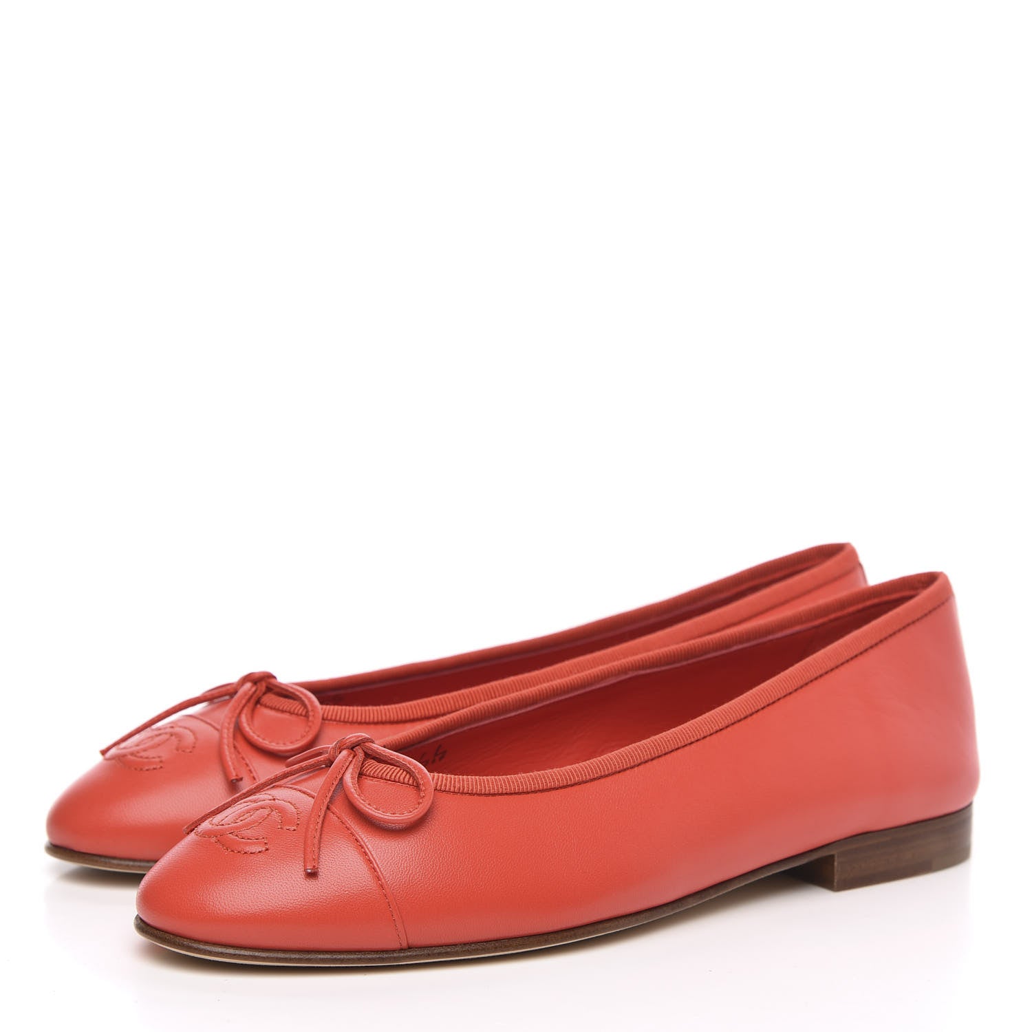 Chanel Lambskin Cap Toe Ballerina Flats 36.5 Coral 3 of 9