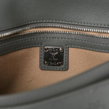 MCM Calfskin Ottomar Monogram Medium Millie Crossbody Bag Charcoal 6 of 10