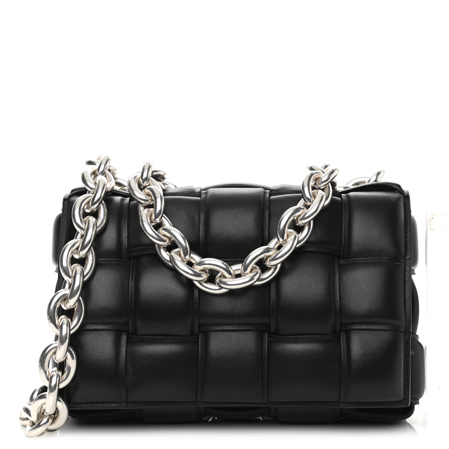 Bottega Veneta Lambskin Maxi Intreccio Padded Chain Cassette Crossbody Bag Black 1 of 9
