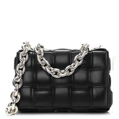 Bottega Veneta Lambskin Maxi Intreccio Padded Chain Cassette Crossbody Bag Black 1 of 9
