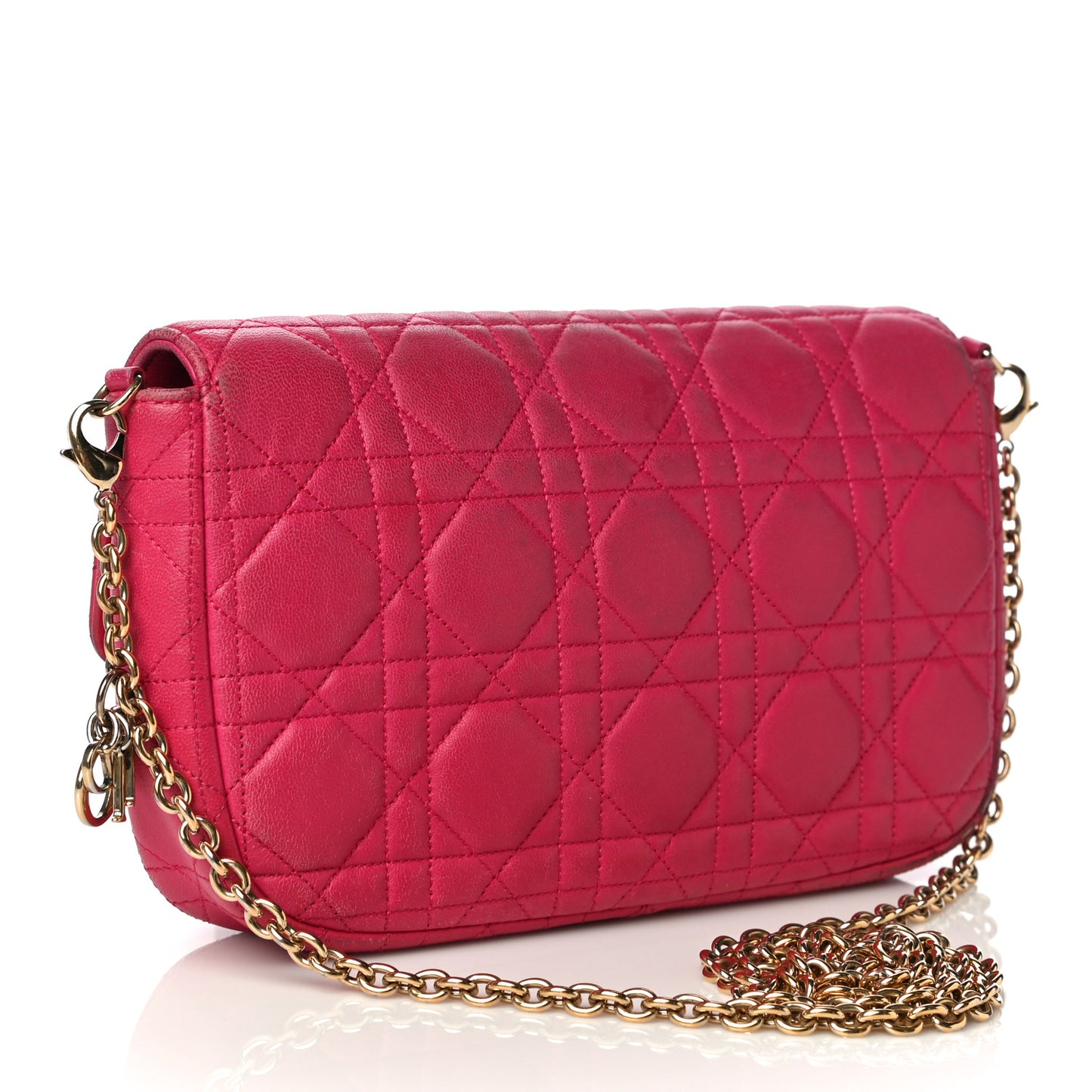 Lambskin Cannage Miss Dior Promenade Pouch Fuchsia