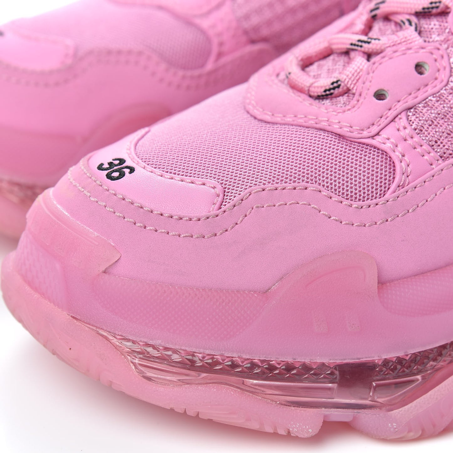 Fabric Mesh Clear Sole Womens Triple S Sneakers 36 Pink