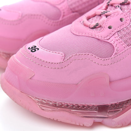 Balenciaga Fabric Mesh Clear Sole Womens Triple S Sneakers 36 Pink 8 of 9