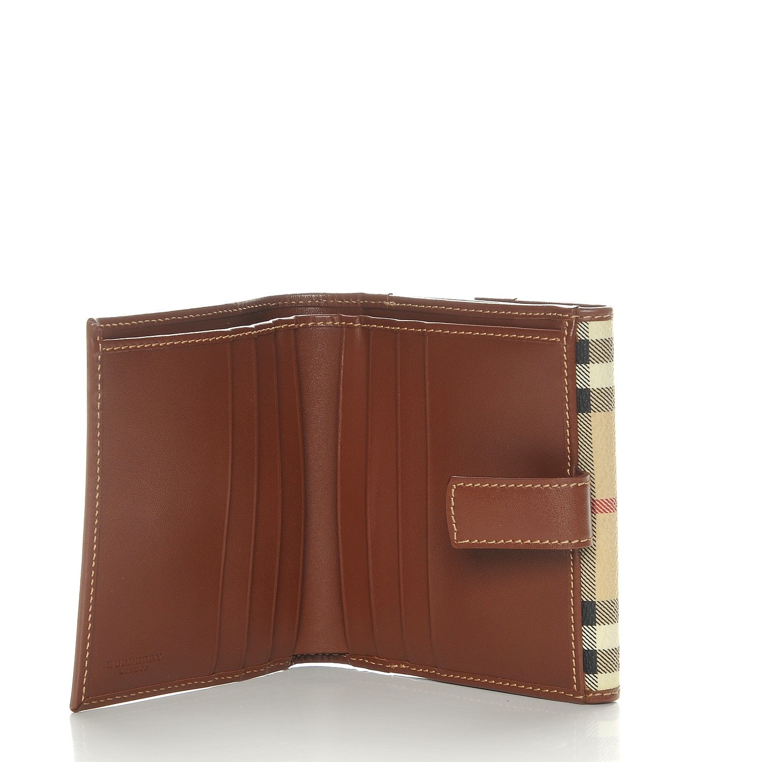Burberry Haymarket Check Compact Wallet Brown 5 of 7