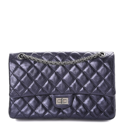 Chanel Metallic Calfskin Quilted 2.55 Reissue 226 Flap Dark Navy Blue 1 of 10