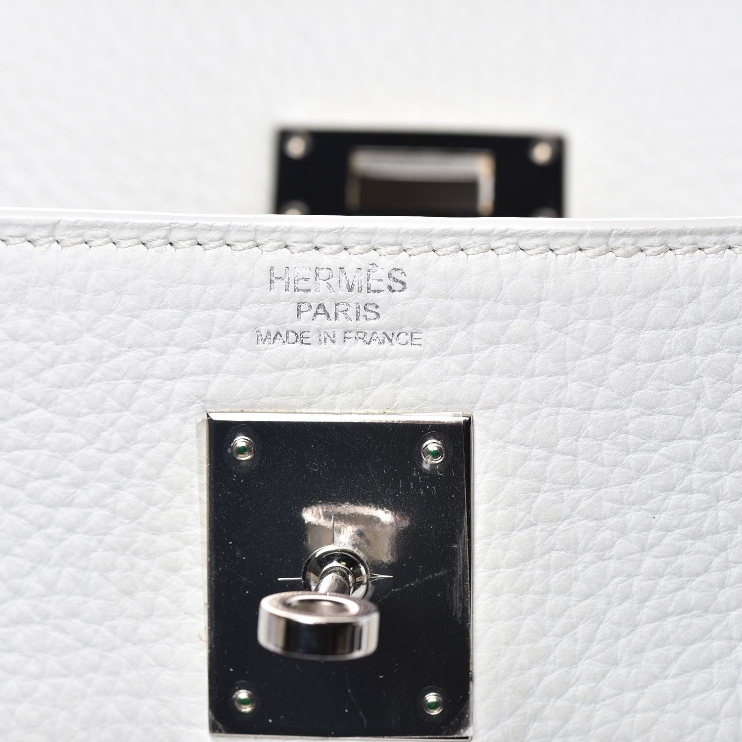 Hermes Taurillon Clemence Toile Kelly Retourne 32 White 23 of 40