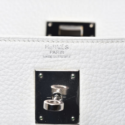 Hermes Taurillon Clemence Toile Kelly Retourne 32 White 23 of 40