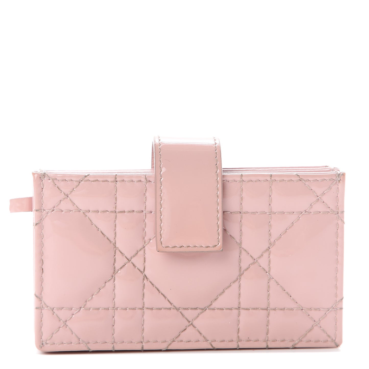 Patent Cannage Lady Dior 5-Gusset Card Holder Pink