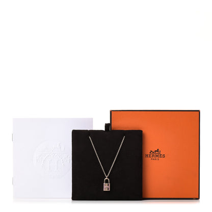 Hermes 18K Rose Gold Pink Sapphire Amulettes Cadenas Pendant Necklace 4 of 4