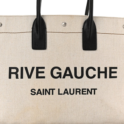 Saint Laurent Linen Calfskin Rive Gauche Tote Optic White 9 of 11