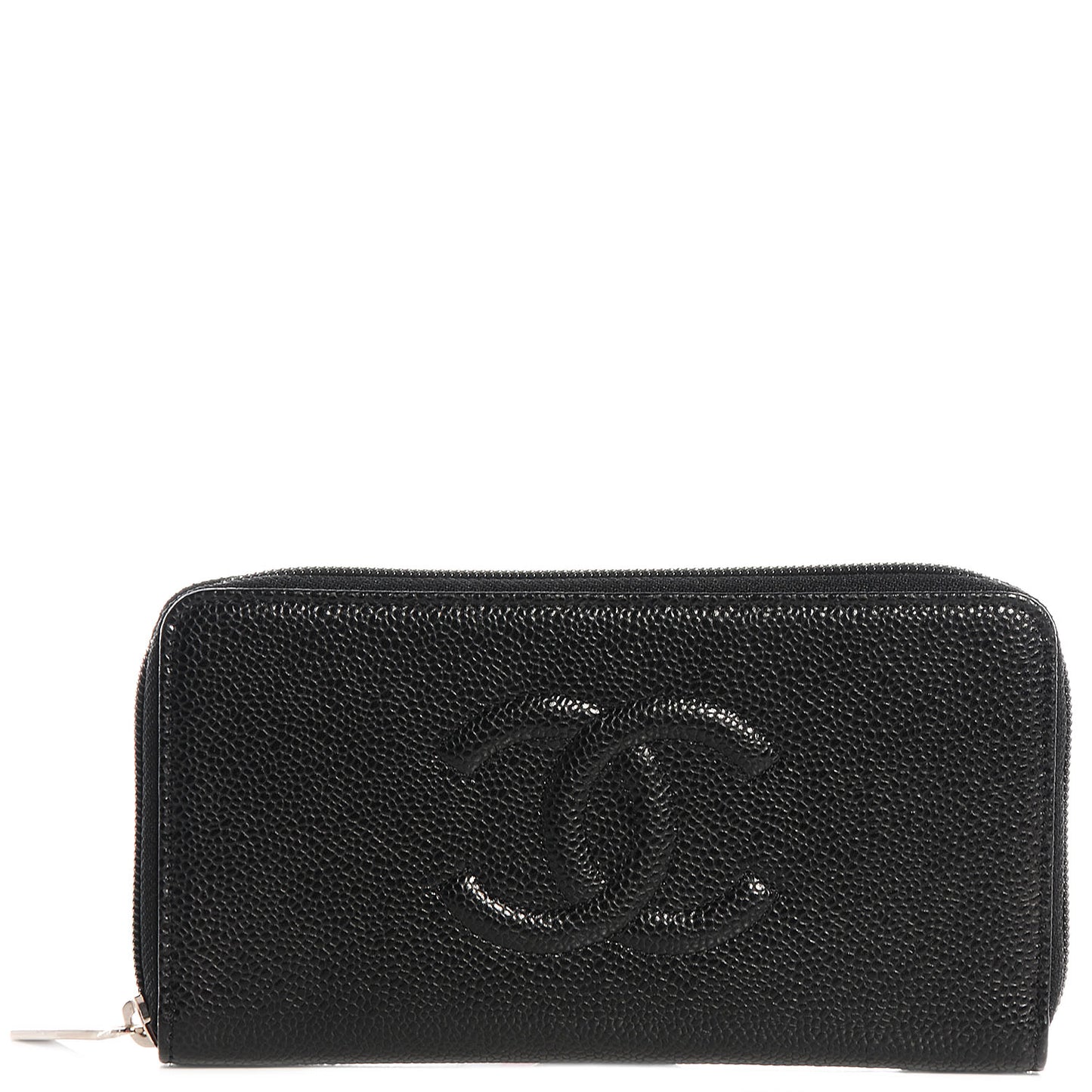 Caviar CC Large Gusset Zip Around Wallet Black